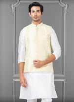 Linen Silk Off White Festival Wear Embroidery Work Readymade Men's Waistcoat